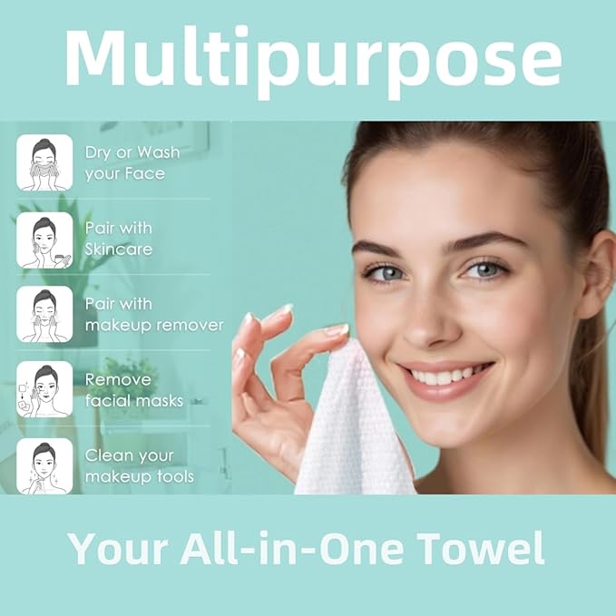 Disposable Face Towels,Ultra Soft &Thick Face Dry Wipes for Makeup Removal,Vscose Fiber Facial Cloths for Skincare & Daily Cleansing,120 Count,Eco-Friendly
