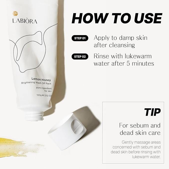 Korean 5-Minute Wash Off Face Scrub Mask- All-in-One Skincare with Lemon & Manuka Honey Natural Exfoliating, Hydrating, and Nourishing K-Beauty (3.52 fl. oz/100g)