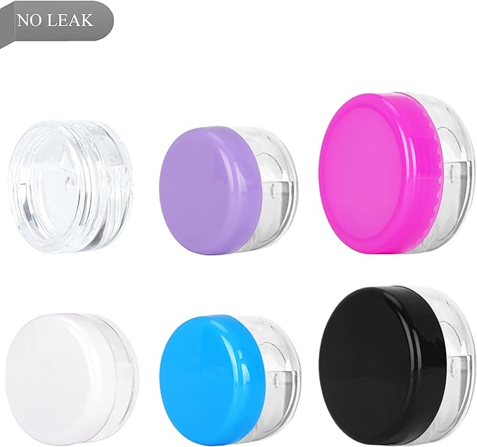 100PCS 3 Gram Sample Containers, 3ml Empty Jars with Lids, Small Cosmetic Containers, Mini Sample Jars with 8PCS Mini Spatulas for Make Up, Oils, Lotion, Powder, Paint, Jewelry, Lip Balms(White Lid)