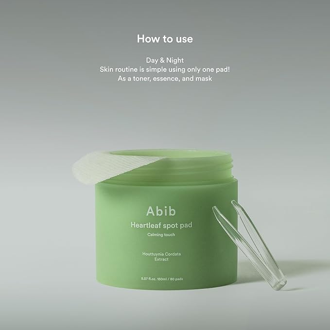 Abib Heartleaf Spot Pad Calming Touch Duo Set 160pads 10.14 fl. oz. | Korean Acne Soothing Toner Pads for Face, Cleansing, Disposable, Exfoliant, Skin Care