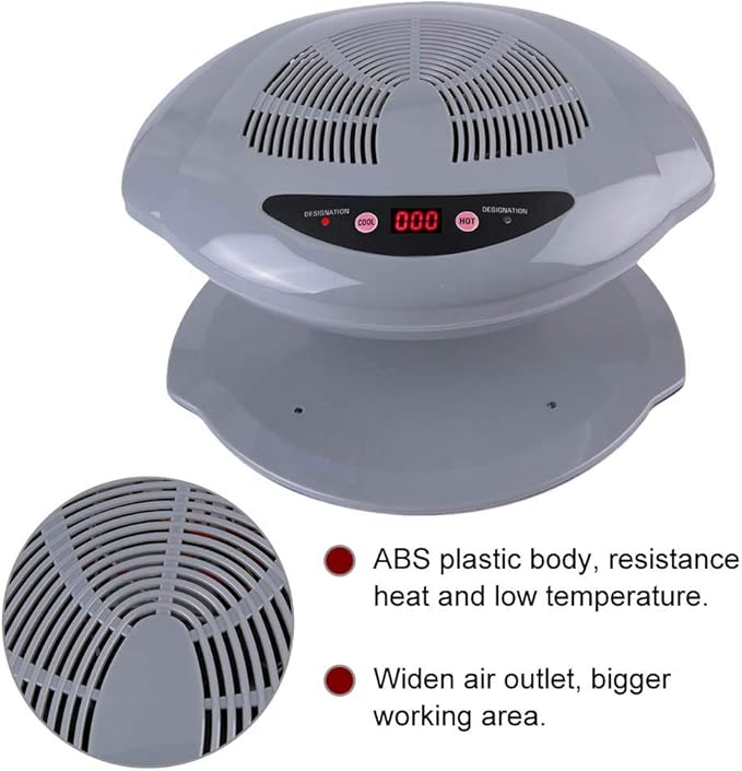 Air Nail Dryer, 400W Intelligent Automatic Sensor Hot & Cold Air Nail Polish Drying Fan Manicure Tool for Home Salon Both Hands and Feet Use, Grey