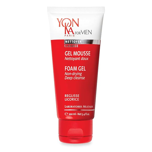 Yon-Ka Mens Foam Gel Cleanser (100ml) Moisturizing Face Wash for Deep Clean, Remove Oil and Buildup with Liquorice for Daily Cleansing