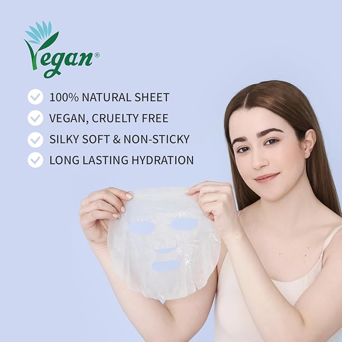 Collagen Hydrating Sheet Masks for Face Korean Anti Aging Mask Sheet for Dry Skin & Sensitive Skin, EVE Vegan, Not Tested on Animals, No Parabens, No Sulfates, Hyaluronic Acid, Witch Hazel 10EA
