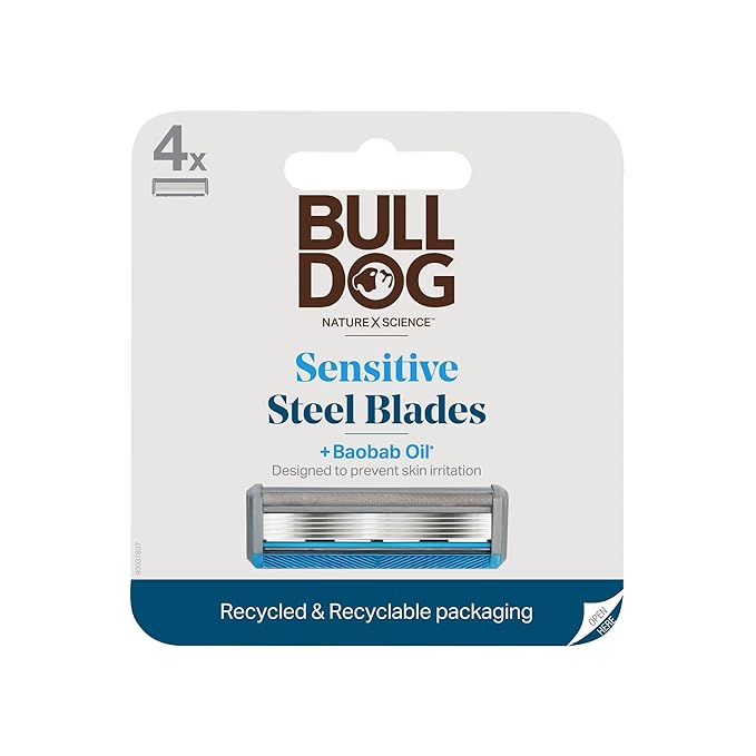 Bulldog Mens Skincare and Grooming Sensitive Skin Razor Blades Refills for Men, 4 Count