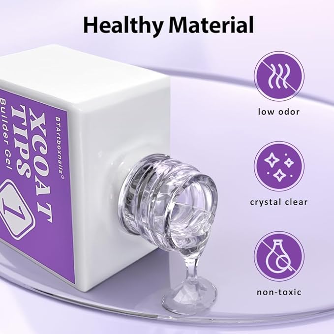 BTArtboxnails 160pcs French Tip Press on Nails 3 in 1 X-coat Tips, Set with 15ml Builder Gel for Nails and Portable Nail Lamp