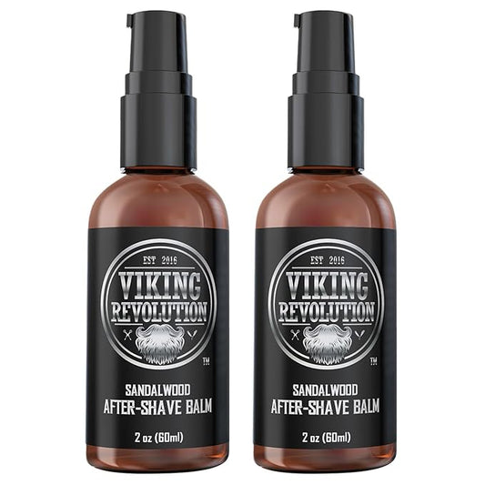 Viking Revolution Luxury After-Shave Balm for Men - Soothes and Moisturizes Face After Shaving - Eliminates Razor Burn for A Silky Smooth Finish - Sandalwood Scent (Pack of 2)