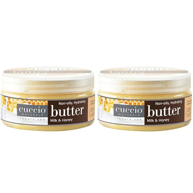 Cuccio Naturale Butter Blend Hydrating Treatment for Hands, Feet & Body – Milk & Honey – Non-Greasy, 24-Hour Moisturization – 8 oz (Pack of 2)