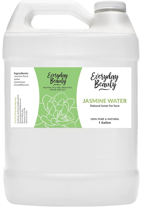 Jasmine Water Facial Toner - Bulk 1 Gallon - All Natural Hydrating Spray Mist for Face and Hair - 100% All Natural Jasmine Water Hydrosol