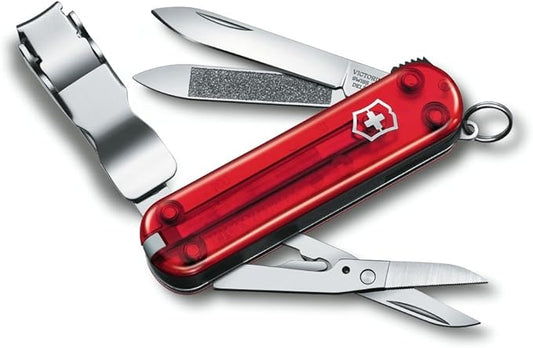 Victorinox Nail Clip 580, 8 Functions, Swiss Made Multi-Tool with Nail File, Nail Cleaner and Small Blade - Ruby