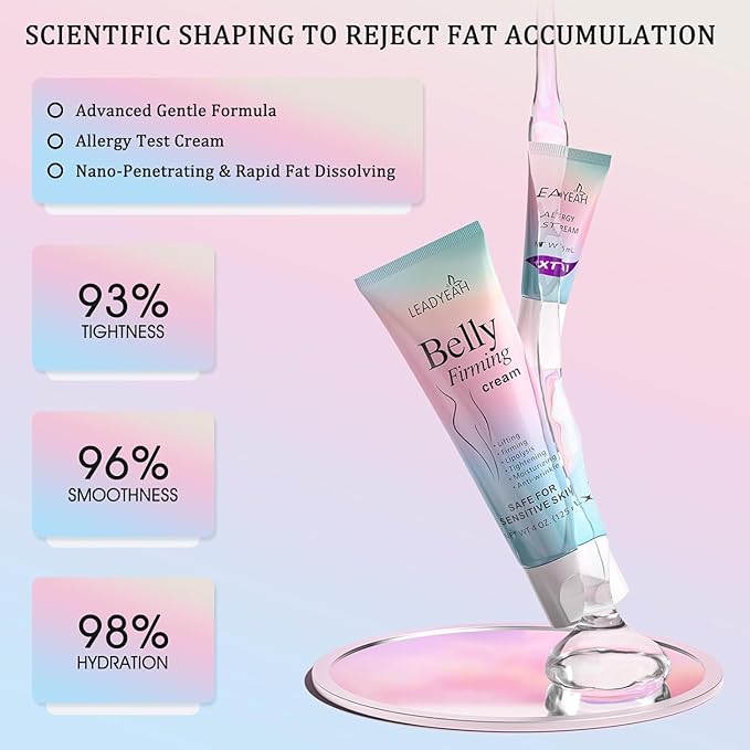 B Flat Belly Firming Cream - Moisturizing, Firming for Stomach, Thighs and Butt, Body Lotion for Women and Men, 125+5ML Rose