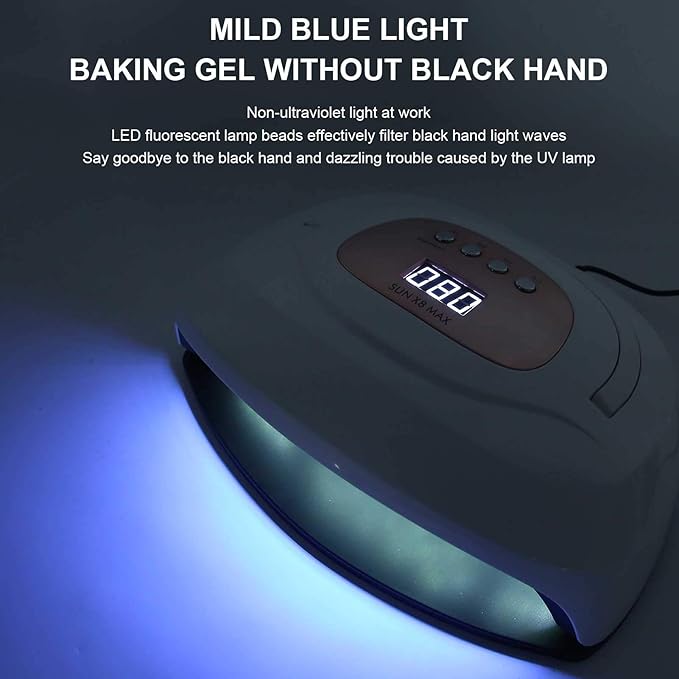 150W Nail Dryer, LED Nail Dryer Lamp, Intelligent Timing Gel Polish Nail Hardening Machine(US)
