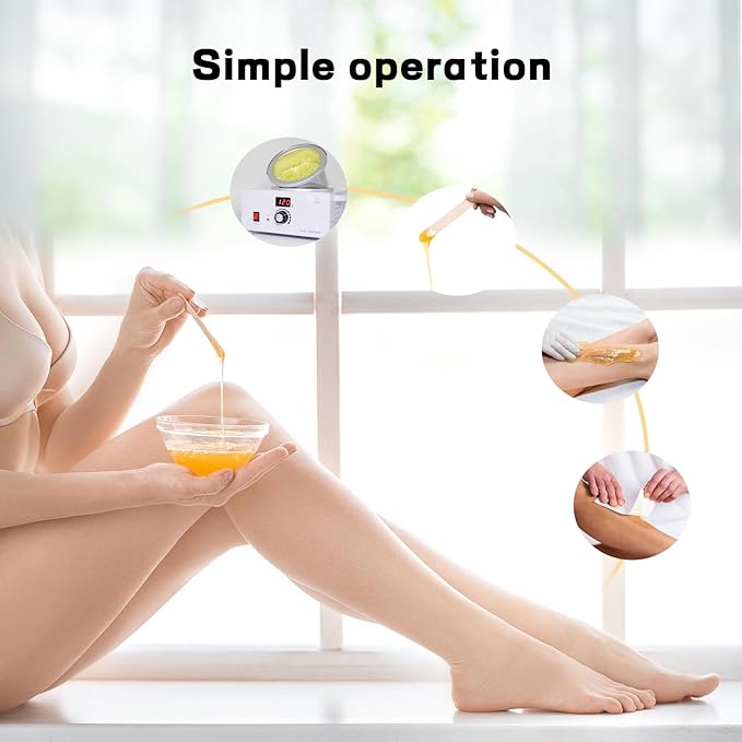 600ML Portable White Wax Warmer for Painless Hair Removal, Fast Temperature Adjustable Heater with Large Pot for Facial, Skin, and Body Spa Equipment