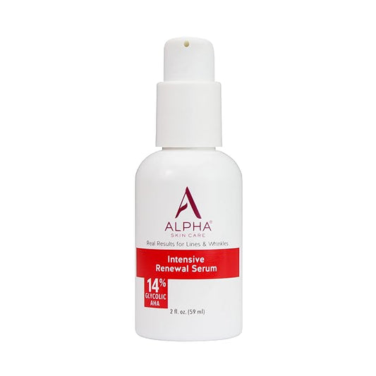 Alpha Skin Care Renewal Serum, 14% Glycolic AHA, Anti-Aging Formula, Reduces Lines & Wrinkles, Alpha Hydroxy Acid Exfoliates & Evens Skin Tones, Rejuvenates & Hydrates, 2 Oz