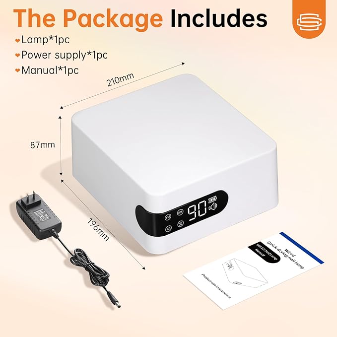 UV LED 96W Nail Lamp Professional Nail Dryer Sparkly Gel Polish Light with 4 Timer Setting LCD Display Quick Dry Curing Lamp with Display Auto Sensor for Salon & Home White