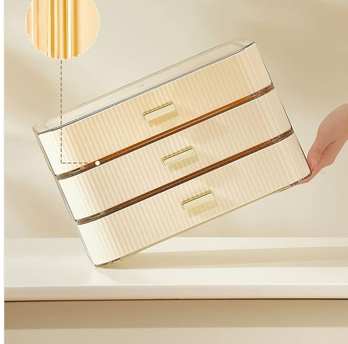 Stackable Plastic Organizer Big & Spacious Drawer | Organize Eyeshadow Palettes, Cosmetics, and Beauty Supplies on a Vanity. White