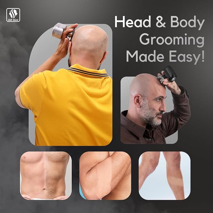 Skull Shaver Pitbull Silver PRO: Electric Head Shaver for Men, Wet & Dry Bald Head Shaver with Ergonomic Design - Perfect Grooming for Men