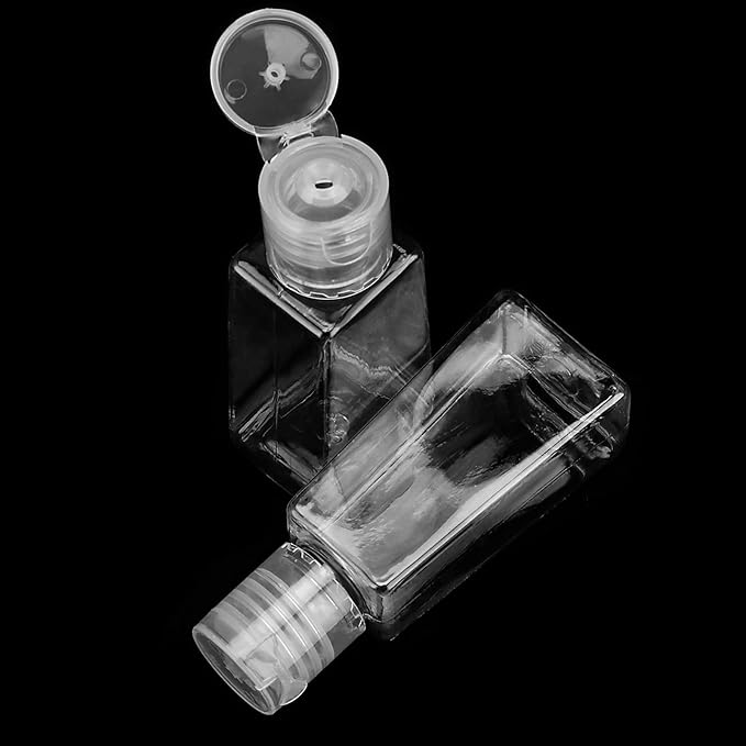 SINJEUN 120 Pieces 1oz/30ml Clear Plastic Empty Bottles with Flip Cap, Empty Squeeze Bottles, Mini PET Clear Refillable Travel Containers for Shampoo, Toners, Lotions, Creams