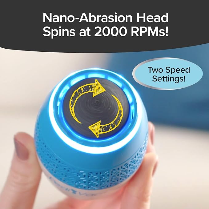 As Seen On TV Electric Callus Remover + Built-In Vacuum Sucks Up Shavings,Gently Removes Calluses & Dry Skin in Seconds, Mess-Free, Spins at 2000 RPMs, LED Light, 2 Speed Settings, 3.5"x 2.5"