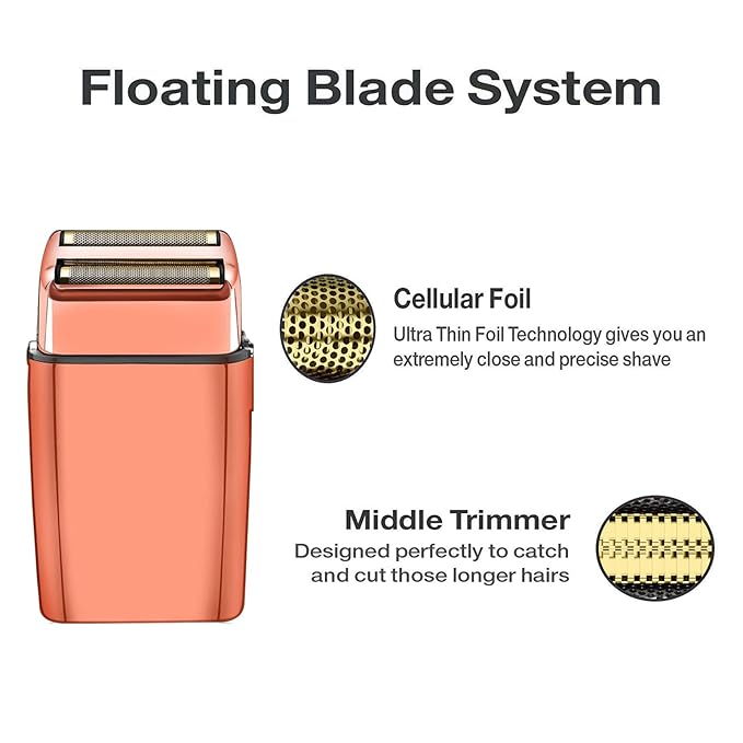2 Pack Shaver Replacement Foil and Cutters Compatible with BaBylissPRO Double FXFS2 Metal Shaver foil Replacement,Rose Gold