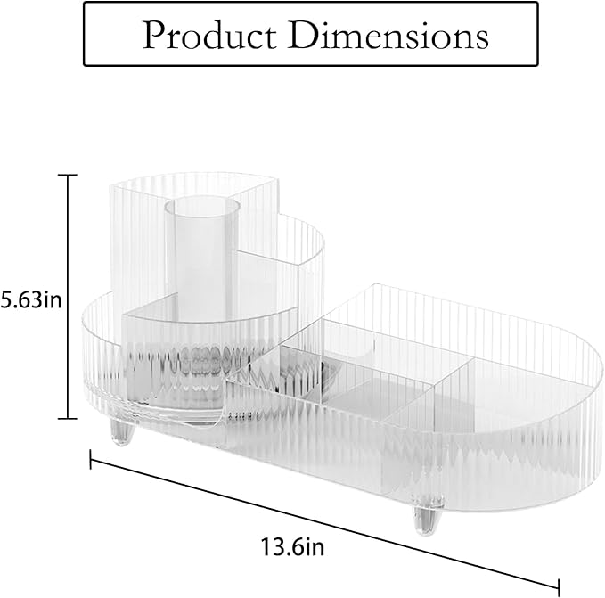 Rotating Makeup Organizer for Vanity with Brush Holder, Cosmetic Makeup Storage Organizer, Large Spinning Makeup Skincare Organizer, Countertop Makeup Perfume, Lotions Display Case (Transparent)