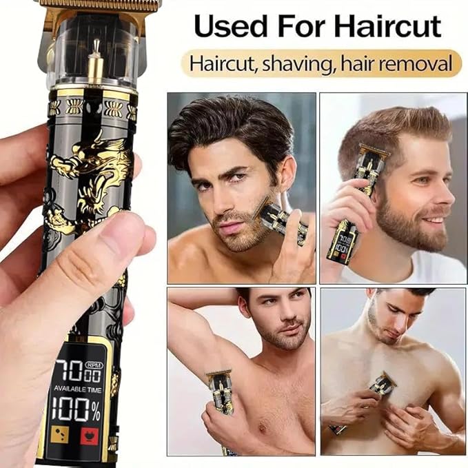 Hair Clippers 3-Piece Men's Professional Cordless Haircutting Set with LED Display, Trimmer, Shaver, Beard Clipper - Father's Day Gift