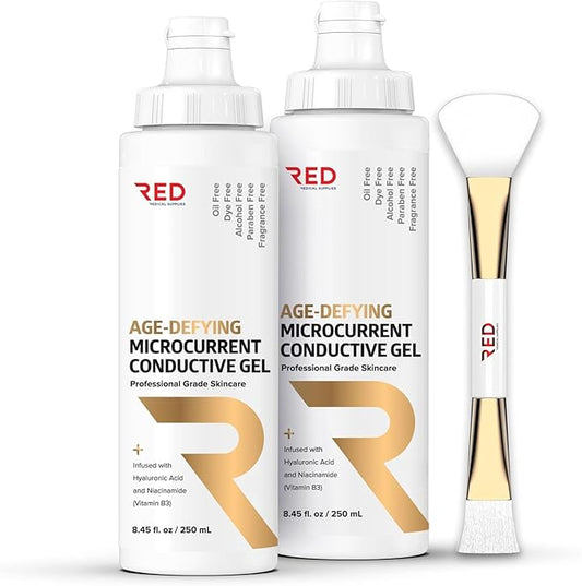 RED Medical Supplies Microcurrent Conductive Gel, 8.45 fl oz - Long-Lasting, Non-Greasy, Hypoallergenic - Supercharge Your Facial Device - 2 Bottles, 8.45 fl oz / 250mL