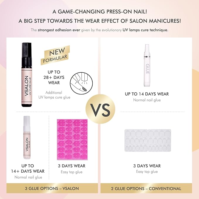 VSALON Press On Nails Short Almond Purple Cat Eye Fake Nails with Extra UV Glue Kit, 28-Days Salon-Strong No Pop-Off, Reusable Semi-transparent Fake Nails - 32 PCS in 16 Sizes (Misty Purple)