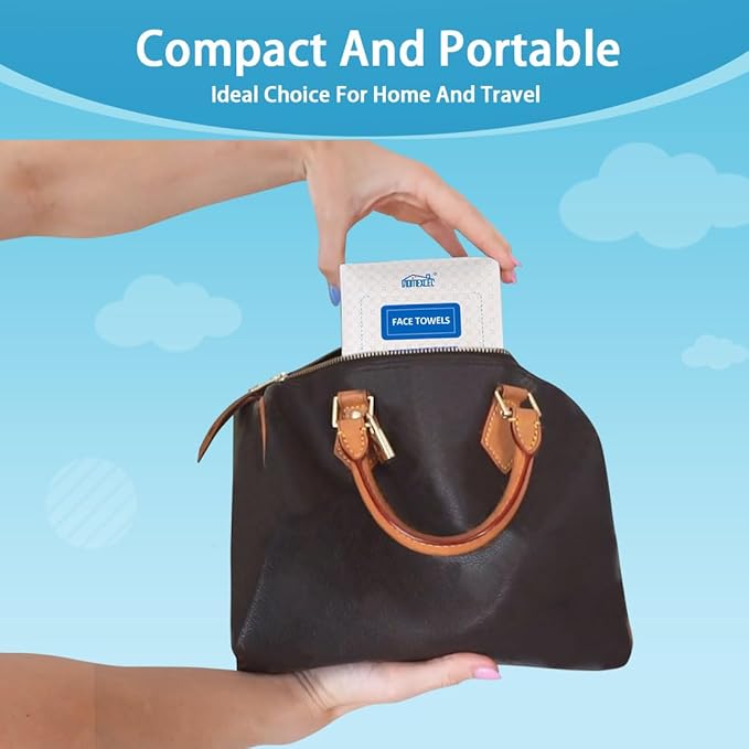 HOMEXCEL Face Towels, 100 Count (2 Box) Disposable Face Towelettes, Biodegradable Makeup Remover Dry Wipes, Super Soft Clean Facial Towels Wash Cloth for Sensitive Skin