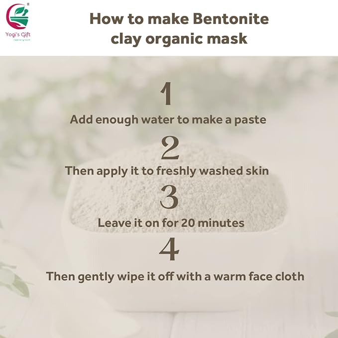 YOGIโS GIFT โ Celebrating health Pure Natural Indian Healing Clay Powder 1 LB for facial mask Bentonite clay powder for skin Detox bath