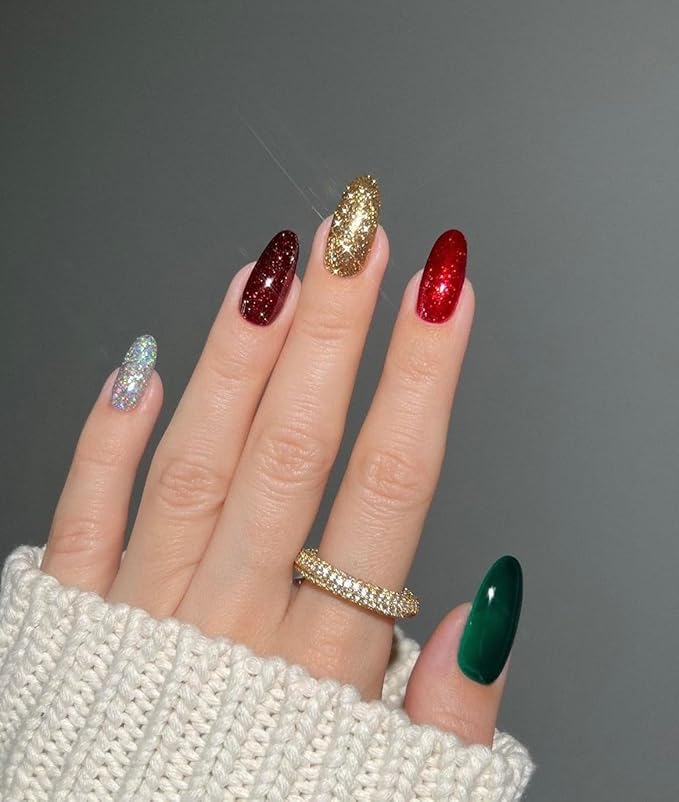 Gel Nail Polish Kit, 6x8 ml Glitter - Thumping Heart, Sparkly Shiny Nail Polish Set, Long Lasting, Shimmery Finish, Christmas Gift