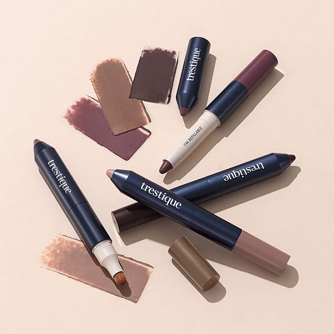 TRE'STIQUE Shadow Crayon, Refillable Eyeshadow Crayon With Built-In Blending Brush, Sustainable Shadow Makeup, Clean Beauty Eyeshadow