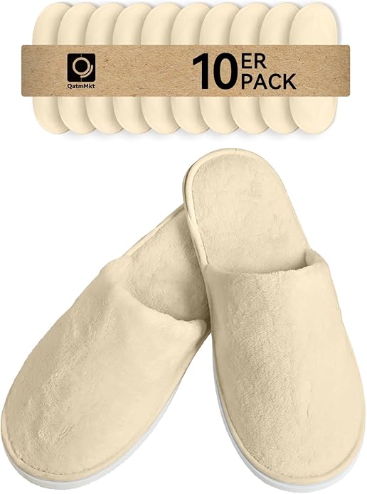 10Pcs Unisex Disposable Slippers for Guests, SPA, Hotel, Bath, Travel - Bulk Cotton Slippers for Shoeless Home, Guest House or Commercial Use