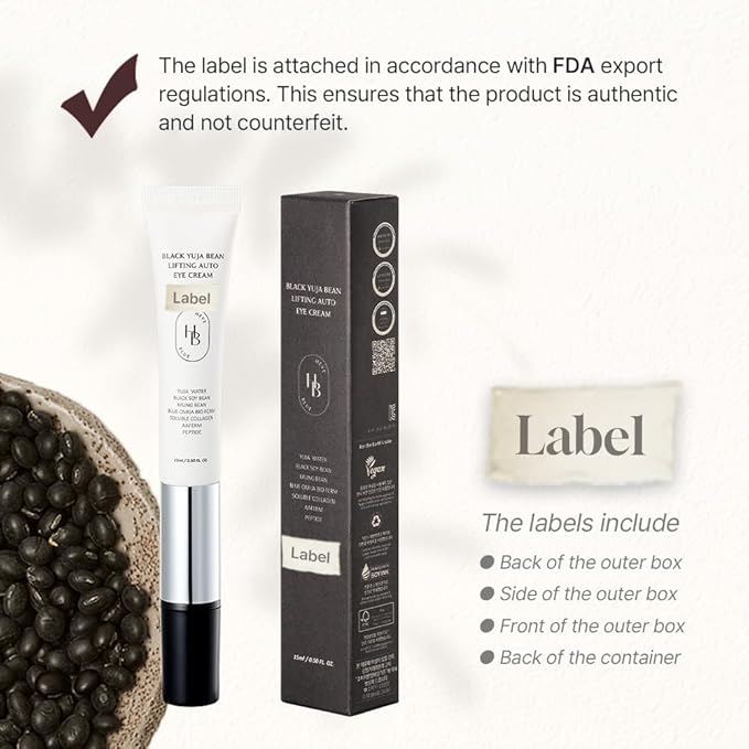 Black Yuja Bean Lifting Auto Eye Cream - Sensitive Skin, Vegan, Hypoallergenic, Korean Skincare, Wrinkle Care Device, Vibration Face Massage, Anti Aging, Collagen, Vibrating