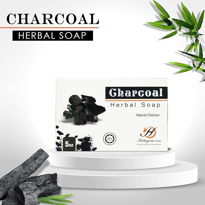Charcoal Herbal Soap | Pack of 6 of 5oz soap Bar | Ideal for Men and Women, Soothing and Nourishing Soap for Moisturization