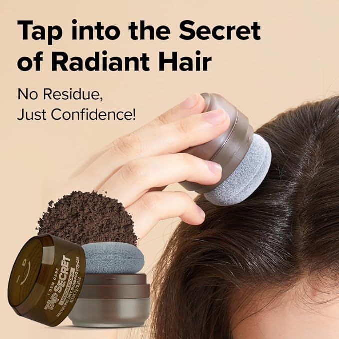 I DEW CARE Biotin Clarifying Dry Shampoo - Tap Secret Medium Brown | Strengthening & Volumizing, Powder Type, Refillable, Travel size, Non-aerosol, Brunette, Mother's Day, 0.24 Oz