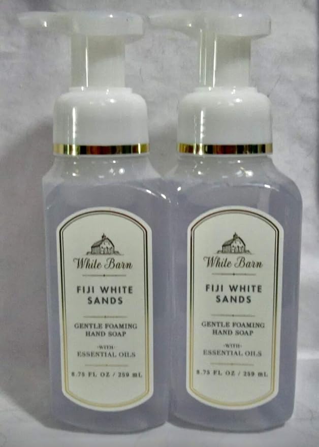 Bath and Body Works Fiji White Sands Soap, 8.75 Ounce, Pack of 2 White Sand, Vanilla Orchid, and Warm Amber Scented Gentle Foaming Hand Soaps