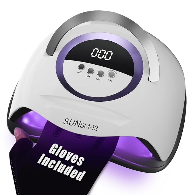 UV LED Nail Lamp Professional 300W Nail Dryer Light with Gloves,UV Light for Gel Nail Polish Kit,Fast Curing Gel X Polish Lamp with Smart Sensor 4 Timer 72 Beads,Nail Art Tools for Manicure Pedicure