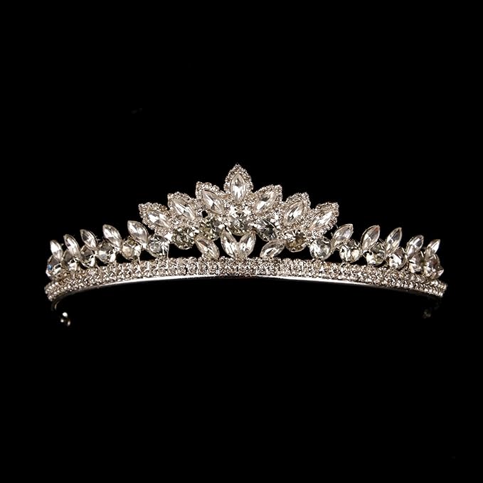 LIMELIA Women's Tiara for Henna Wedding Party|Glitter Hair Accessories for Bridal Birthday Pageant Prom Halloween Costume Christmas Party, Queen Princess Crowns | Leaf Model-Silver