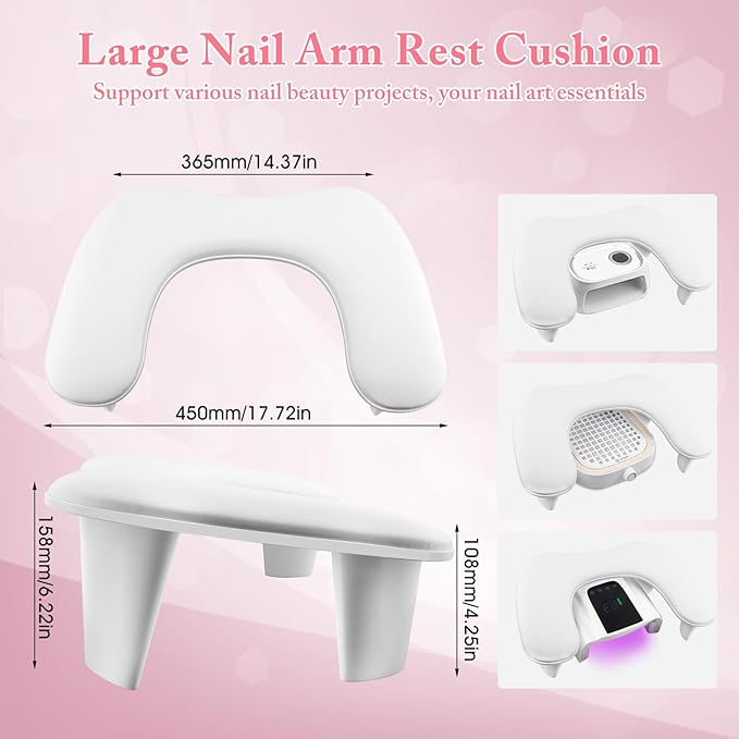 Arm Rest for Nails Tech, U-shaped Manicure Nail Arm Rest, Portable Detachable Nail Cushion Hand Rest, PU Leather Hand Stand Rest for Nail Tech Manicure Salon Use