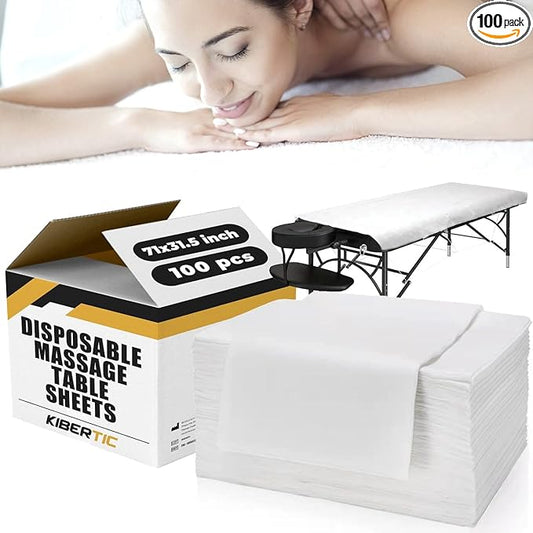 100 PCS Disposable Massage Table Sheets 71x31.5 inch, Disposable Bed Sheets, Disposable Sheets, White Massage Bed Cover, Massage Bed Sheets, Spa Sheets for Esthetician Bed, Hotel, Beauty