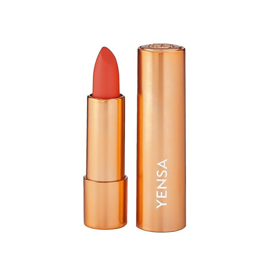 YENSA Vibrant Silk Hydrating Lip Stick - Long Lasting Lipstick with Hyaluronic Acid, Vitamin E & Super Oils - High Pigment Color & Semi Glossy Finish - Moisturizing Formula - Fire (0.12 oz)
