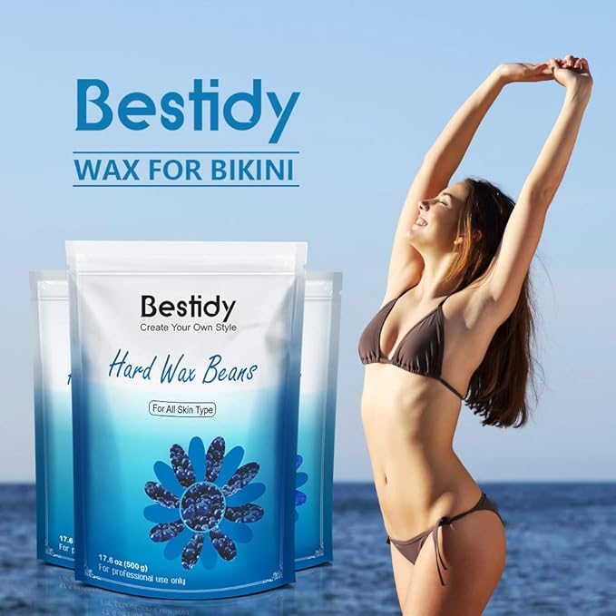 Bestidy Wax Beads, Bagged 500g/1.1lb/17.6oz, Waxing beans for Hair Removal, Women Men, Home Waxing for All Body and Brazilian Bikini Areas (500g)