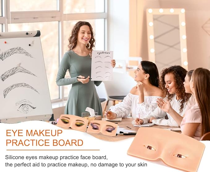 3D Reusable Makeup Mannequin - Practice Face Board with Eyeshadow Palette for Makeup Artists & Beginners