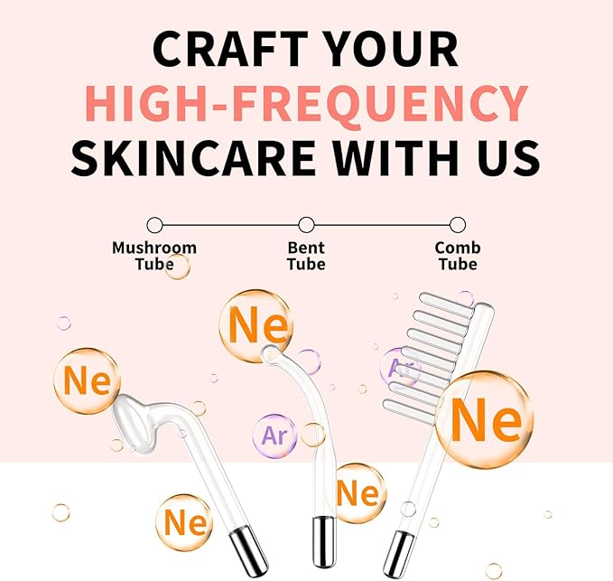 OxyGlow 1 Cordless Portable Facial Wand - 90% Neon + 10% Argon Custom Gas Blends, Tailored Ratio caters to All Skincare Needs (White)