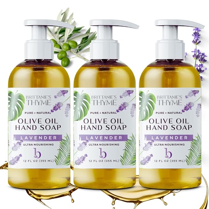 Brittanie’s Pure Castile Liquid Soap Refill, Lavender, 12 Ounce 3 Pack | Dish Soap, Hair & Body, Home, Gentle and Pure, Made with Natural Luxurious Oils, Vegan & Gluten Free Non-GMO