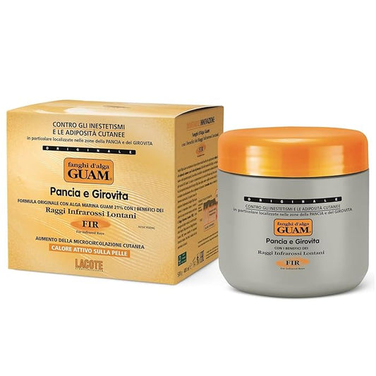 Guam Anti Cellulite Stomach Wraps, INFRARED Body Wrap for Flat Tummy, FIR Tummy Wrap Cellulite Remover, Belly Cellulite Treatment, Stomach Skin Firming and Tightening Body Mud (1.1LB)