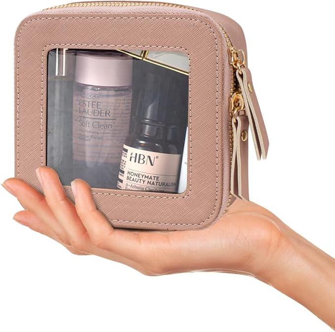 Clear Makeup Bag, Small Makeup Bag TSA Approved Toiletry Bag Cosmetic Travel Bag Cute Makeup Bag Organizer Makeup Case Pouch Car Essentials for Women Men