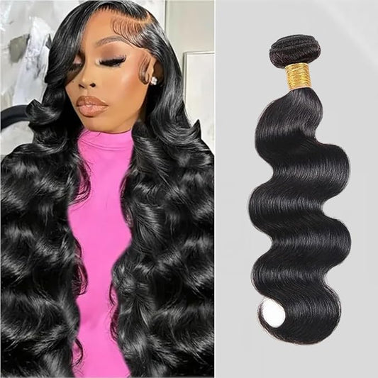 12A Body Wave Bundles Human Hair 24 Inch Brazilian Jet Black Bundles Human Hair Extensions