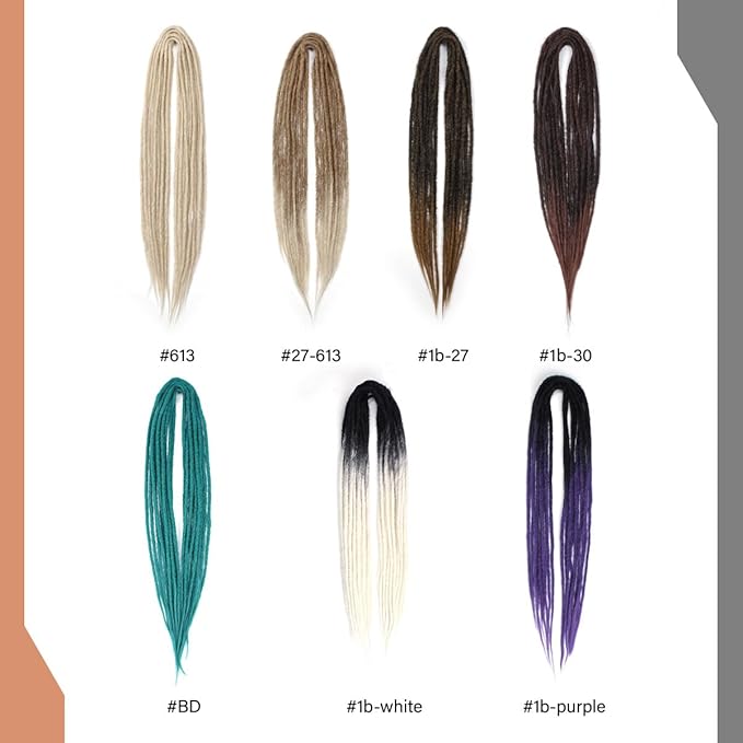 24 In Double Ended Dreadlock Extensions, 613 Blonde 10 Strands Thin 0.6cm Width Synthetic DE Dreads Extensions, 100% Handmade Dreads Hippie Style Dreadlocks for Woman