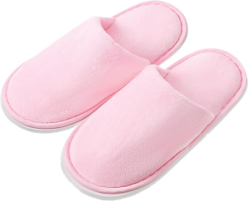 12 Pairs Kids Disposable Slippers for Guests Closed Toe Non Slip Spa Slippers Bulk Soft House Slippers Winter Warm Flip Flops for Boys Girls Travel Hotel Party Indoor Outdoor